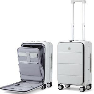 MILADA Carry On Hard Shell Suitcase Luggage Spinner Wheels 20 Inch, Smoke White